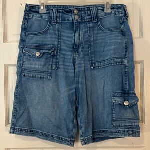 Y2K Denim Cargo Shorts – Baggy Bermuda Utility Streetwear (Size 8)